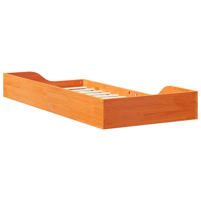 Bodenbettgestell Wachsbraun 90 x 200 cm Massivholz Kiefer