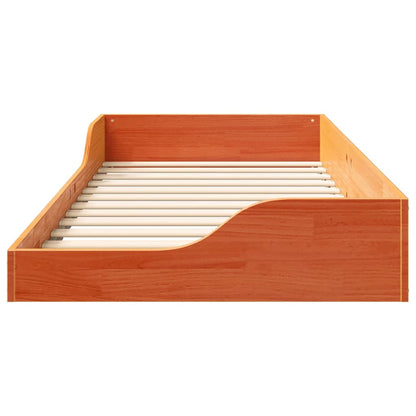 Bodenbettgestell Wachsbraun 80 x 200 cm Massivholz Kiefer
