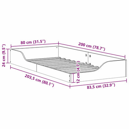 Bodenbettgestell Wachsbraun 80 x 200 cm Massivholz Kiefer