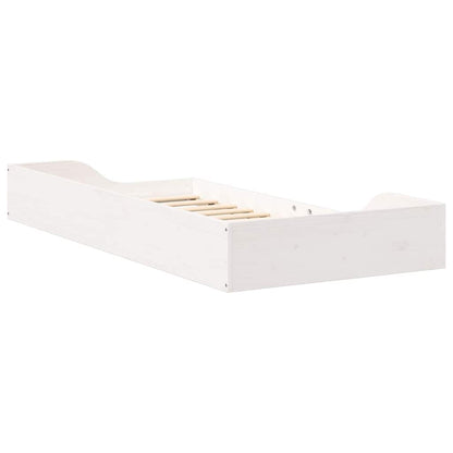 Bodenbettgestell Weiß 75 x 190 cm Massivholz Kiefer