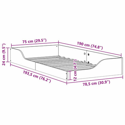 Bodenbettgestell Weiß 75 x 190 cm Massivholz Kiefer