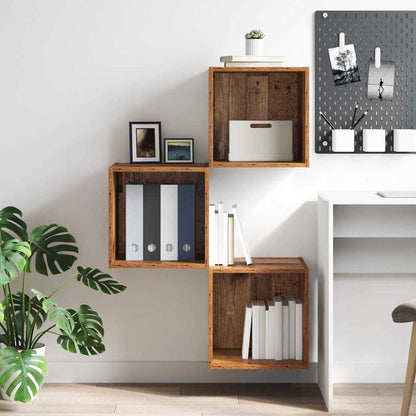Wandschrank mit Regal Altholz 37 x 37 x 37 cm Holzwerkstoff