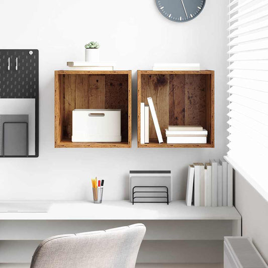 Wandschrank 2 pcs Altholz 37 x 37 x 37 cm Holzwerkstoff
