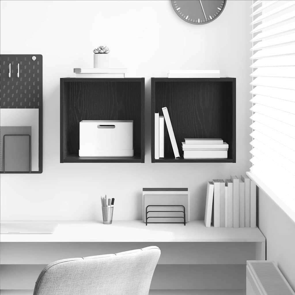 Wandschrank 2 pcs Schwarz Eichen-Optik 37 x 37 x 37 cm