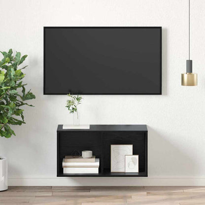 TV-Schrankset Wandmontiert Schwarz Eichen-Optik 37 x 37 x 72 cm