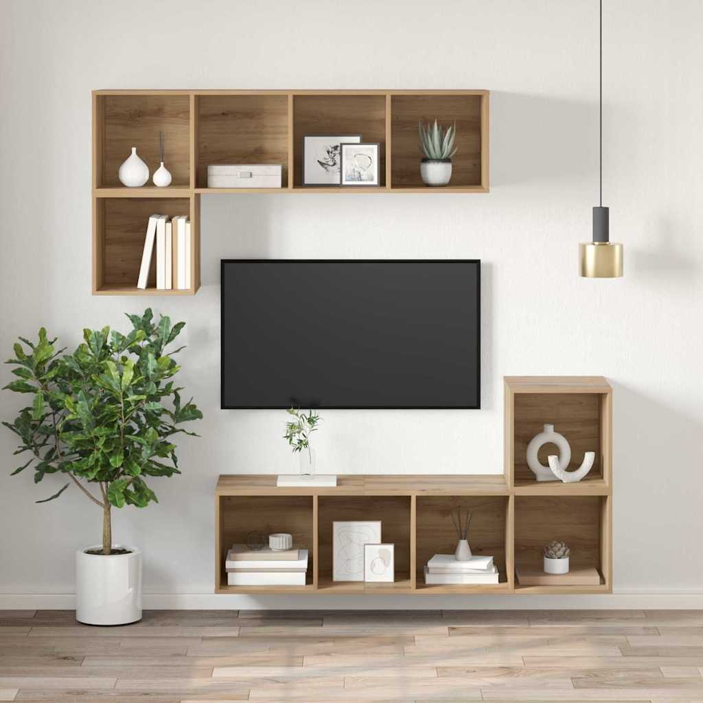 TV-Schrankset Artisan-Eiche 37 x 37 x 107 cm Holzwerkstoff