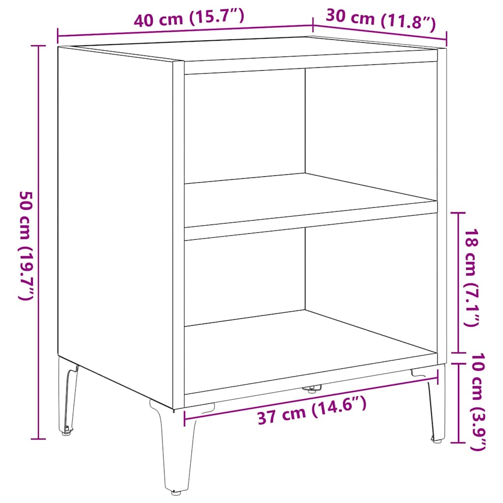Nachttisch Altholz 40 x 30 x 50 cm Holzwerkstoff