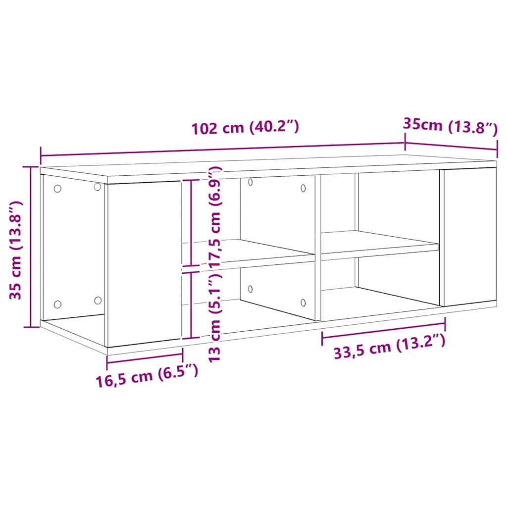 TV-Schrankset Artisan-Eiche 102 x 35 x 35 cm Holzwerkstoff