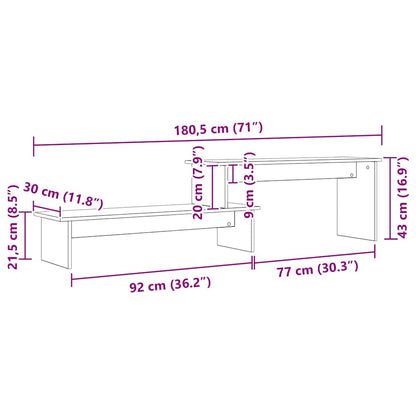 TV-Schrankset Schwarz Eichen-Optik 180 x 30 x 43 cm