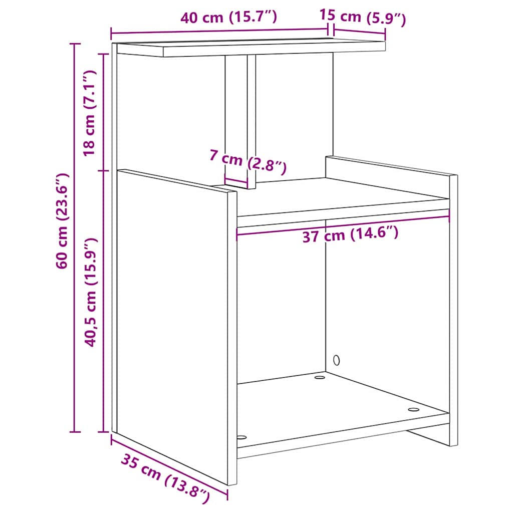 Nachttisch Artisan-Eiche 40 x 35 x 60 cm Holzwerkstoff