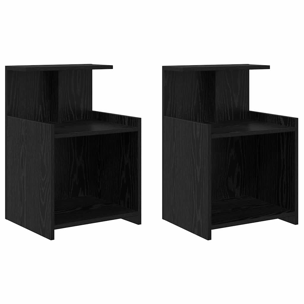 Nachttisch 2 pcs Schwarz Eichen-Optik 40 x 35 x 60 cm
