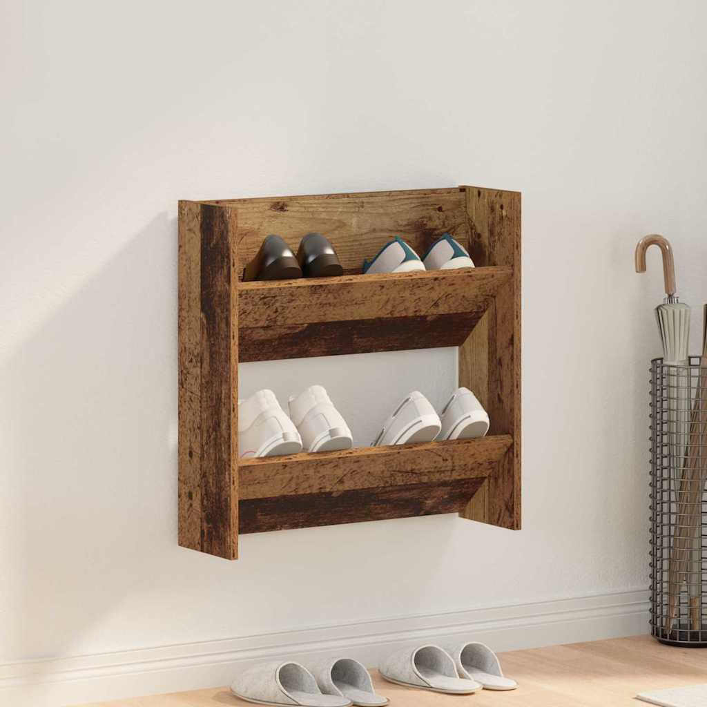 Wandschuhschrank mit Regal Wandmontiert Altholz Holzwerkstoff