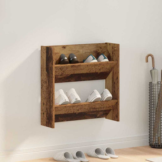 Wandschuhschrank mit Regal Wandmontiert Altholz Holzwerkstoff