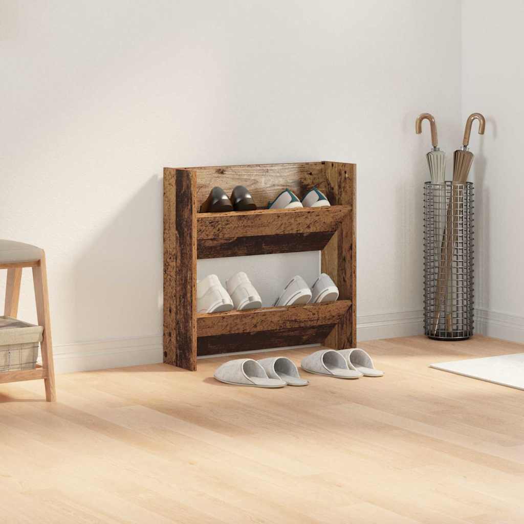 Wandschuhschrank mit Regal Wandmontiert Altholz Holzwerkstoff