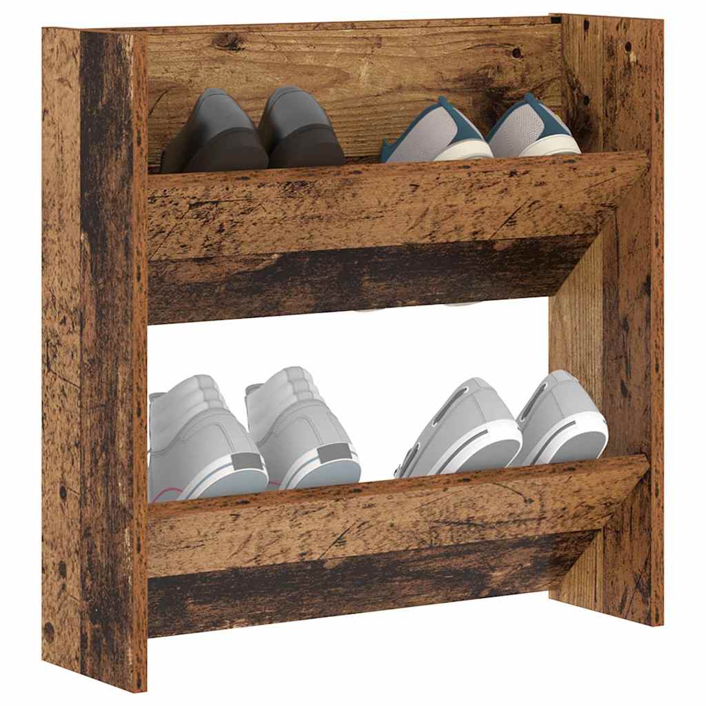 Wandschuhschrank mit Regal Wandmontiert Altholz Holzwerkstoff