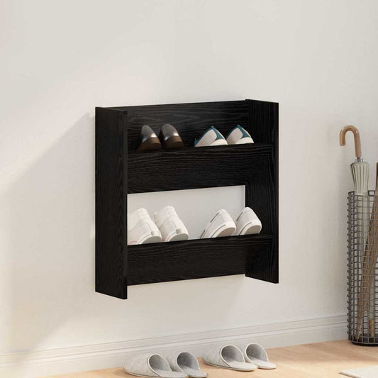 Wandschuhschrank mit Regal Schwarz Eichen-Optik Holzwerkstoff