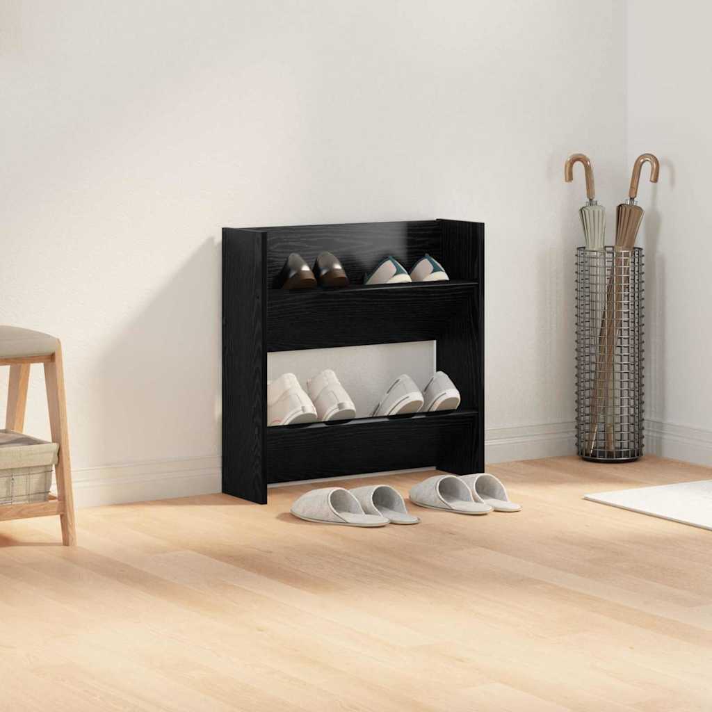 Wandschuhschrank mit Regal Schwarz Eichen-Optik 60 x 18 x 60 cm