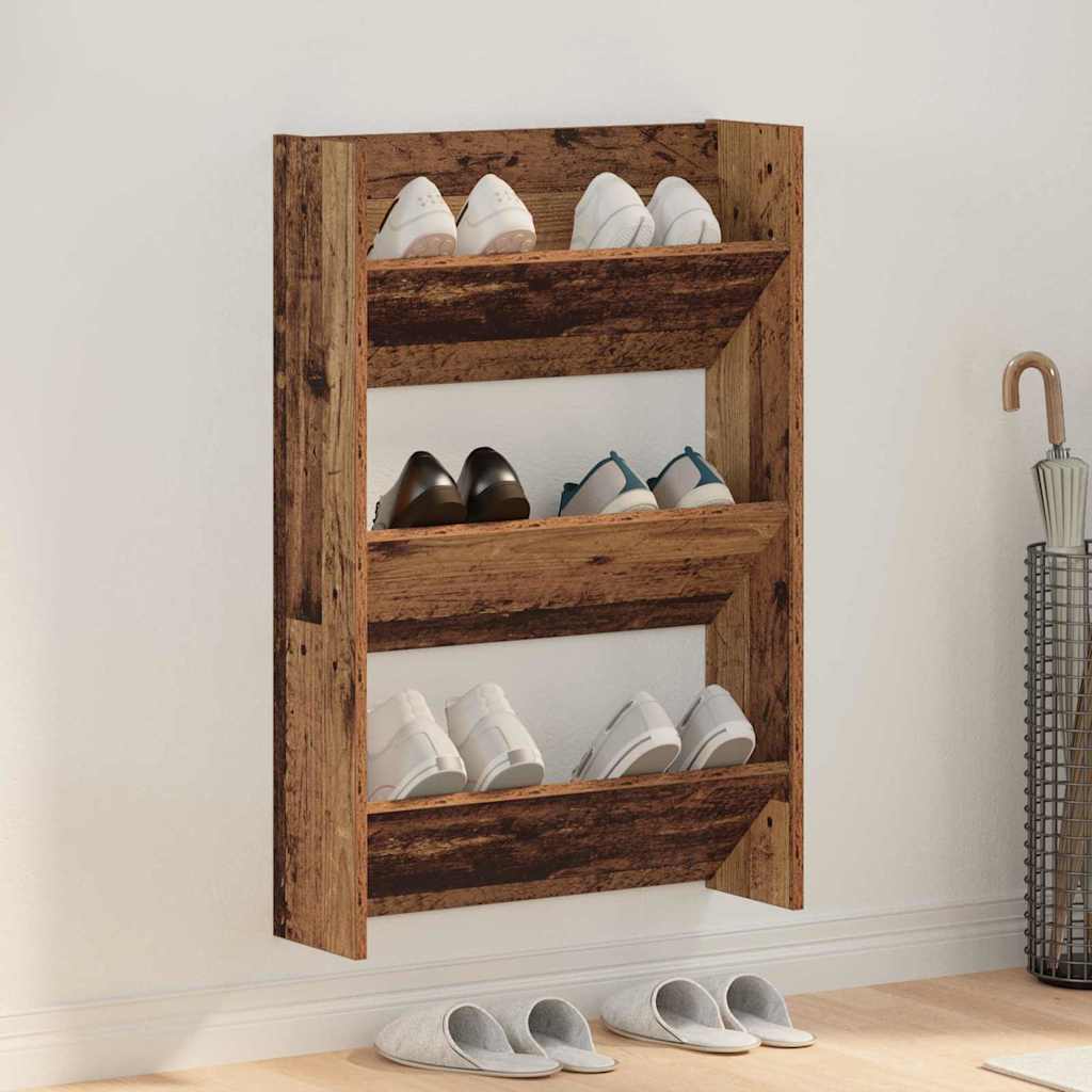 Wandschuhschrank mit Regal Wandmontiert Altholz Holzwerkstoff