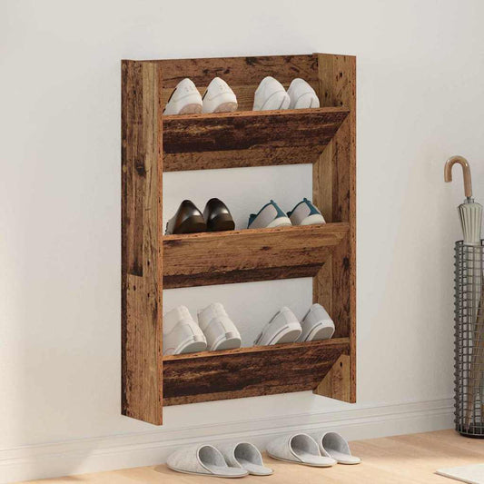 Wandschuhschrank mit Regal Wandmontiert Altholz Holzwerkstoff