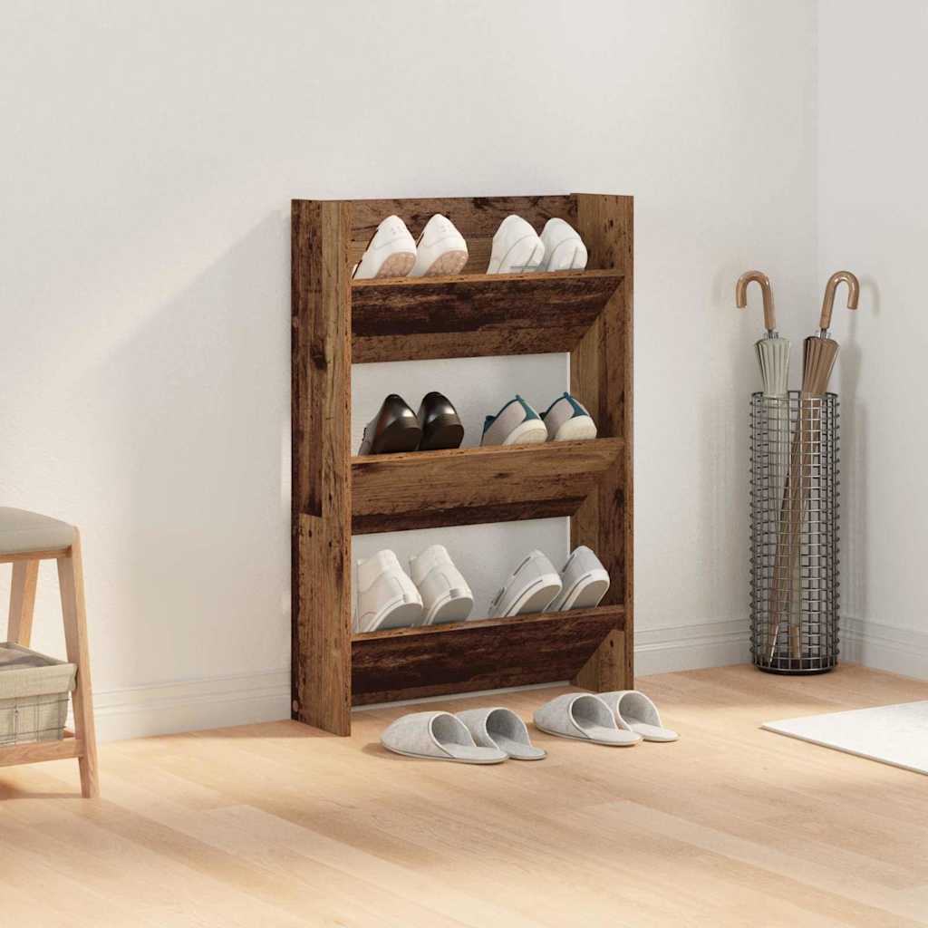 Wandschuhschrank mit Regal Wandmontiert Altholz Holzwerkstoff
