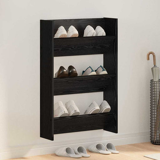 Wandschuhschrank mit Regal Schwarz Eichen-Optik 60 x 18 x 90 cm