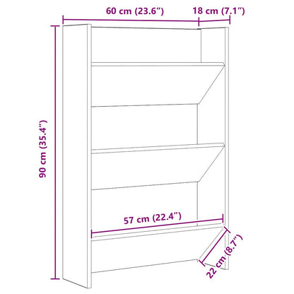 Wandschuhschrank 2 pcs Schwarz Eichen-Optik 60 x 18 x 90 cm