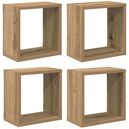 Wandregale mit Regal 4 pcs Handwerklich gefertigter Eichenholz