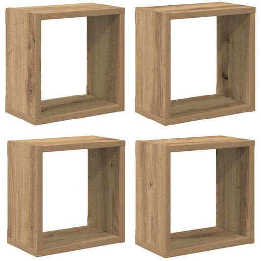 Wandregale mit Regal 4 pcs Handwerklich gefertigter Eichenholz