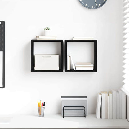 Wandregal mit Regal Schwarz Eichen-Optik Holzwerkstoff