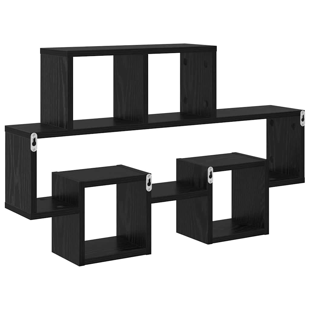 Wandregal Schwarz Eichen-Optik 82 x 15 x 51 cm Holzwerkstoff