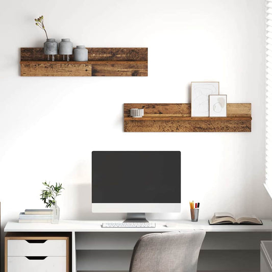 Wandregal 2 pcs Altholz 80 x 11,5 x 18 cm Holzwerkstoff