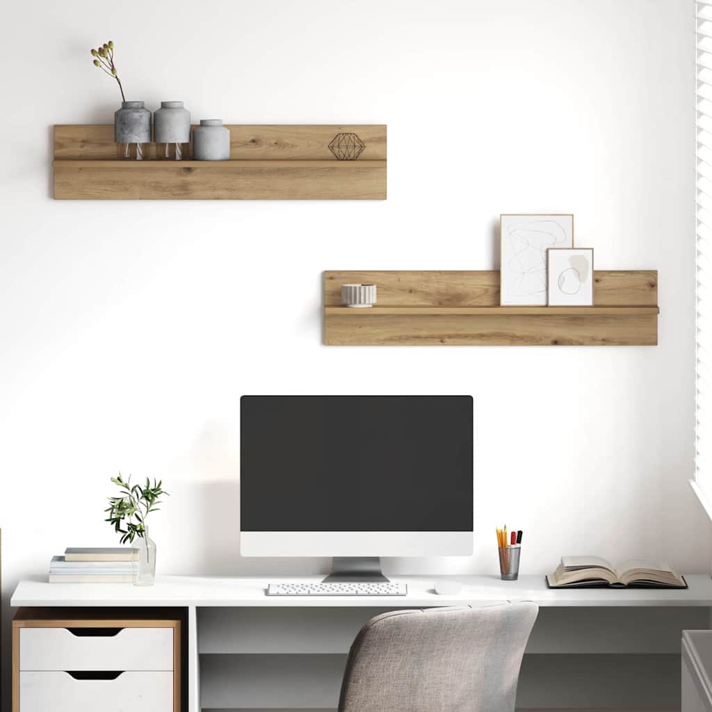 Wandregal 2 pcs Artisan-Eiche 80 x 11,5 x 18 cm Holzwerkstoff