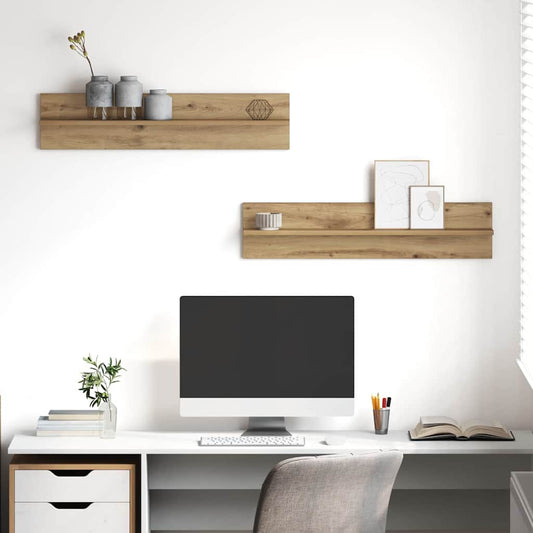 Wandregal 2 pcs Artisan-Eiche 80 x 11,5 x 18 cm Holzwerkstoff