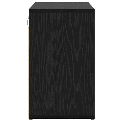Schuhschrank mit Regal Schwarz Eichen-Optik 77,5 x 30 x 51 cm