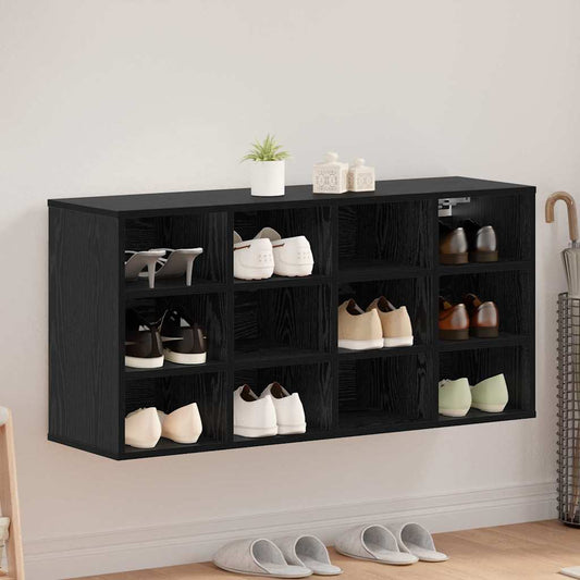 Schuhschrank mit Regal Schwarz Eichen-Optik 103 x 30 x 51 cm
