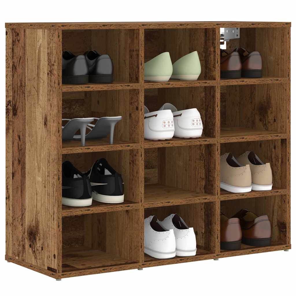 Schuhschrank mit Regal Altholz 77,5 x 30 x 67 cm Holzwerkstoff