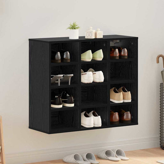 Schuhschrank mit Regal Schwarz Eichen-Optik 77,5 x 30 x 67 cm