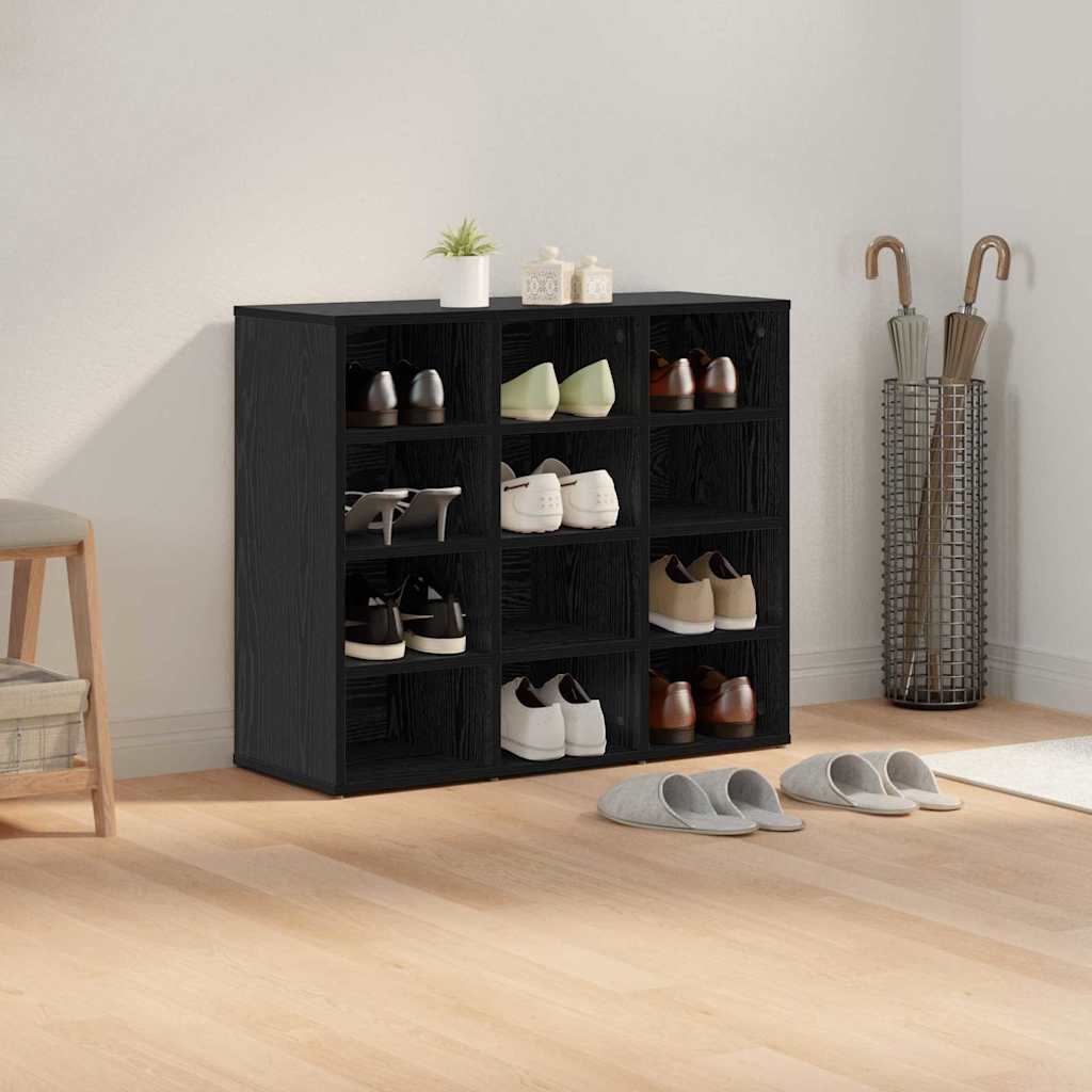 Schuhschrank mit Regal Schwarz Eichen-Optik 77,5 x 30 x 67 cm