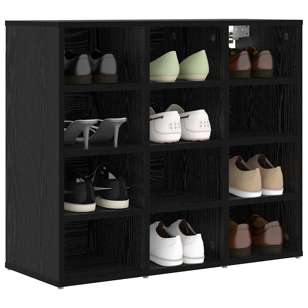 Schuhschrank mit Regal Schwarz Eichen-Optik 77,5 x 30 x 67 cm