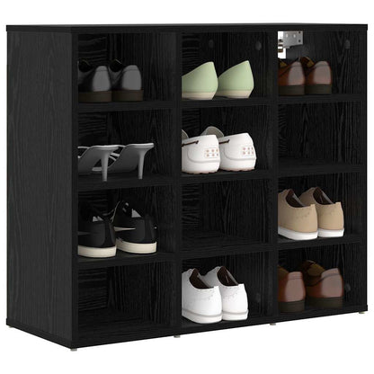 Schuhschrank mit Regal Schwarz Eichen-Optik 77,5 x 30 x 67 cm