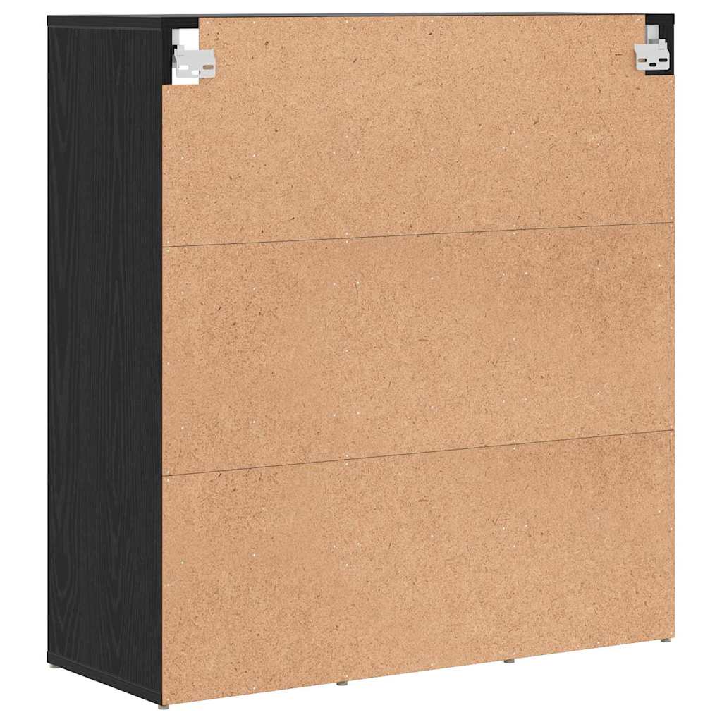 Schuhschrank mit Regal Schwarz Eichen-Optik 77,5 x 30 x 83,5 cm