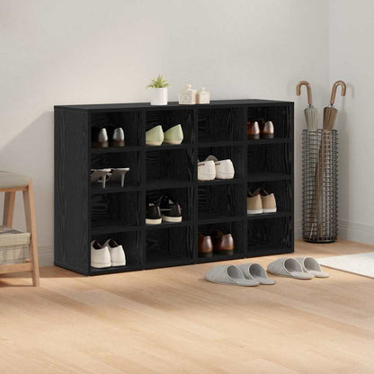 Schuhschrank mit Regal Schwarz Eichen-Optik 103 x 30 x 67 cm