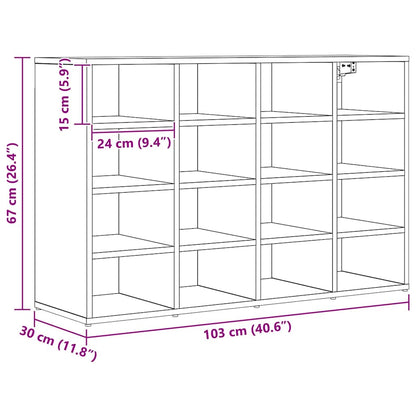 Schuhschrank mit Regal Schwarz Eichen-Optik 103 x 30 x 67 cm