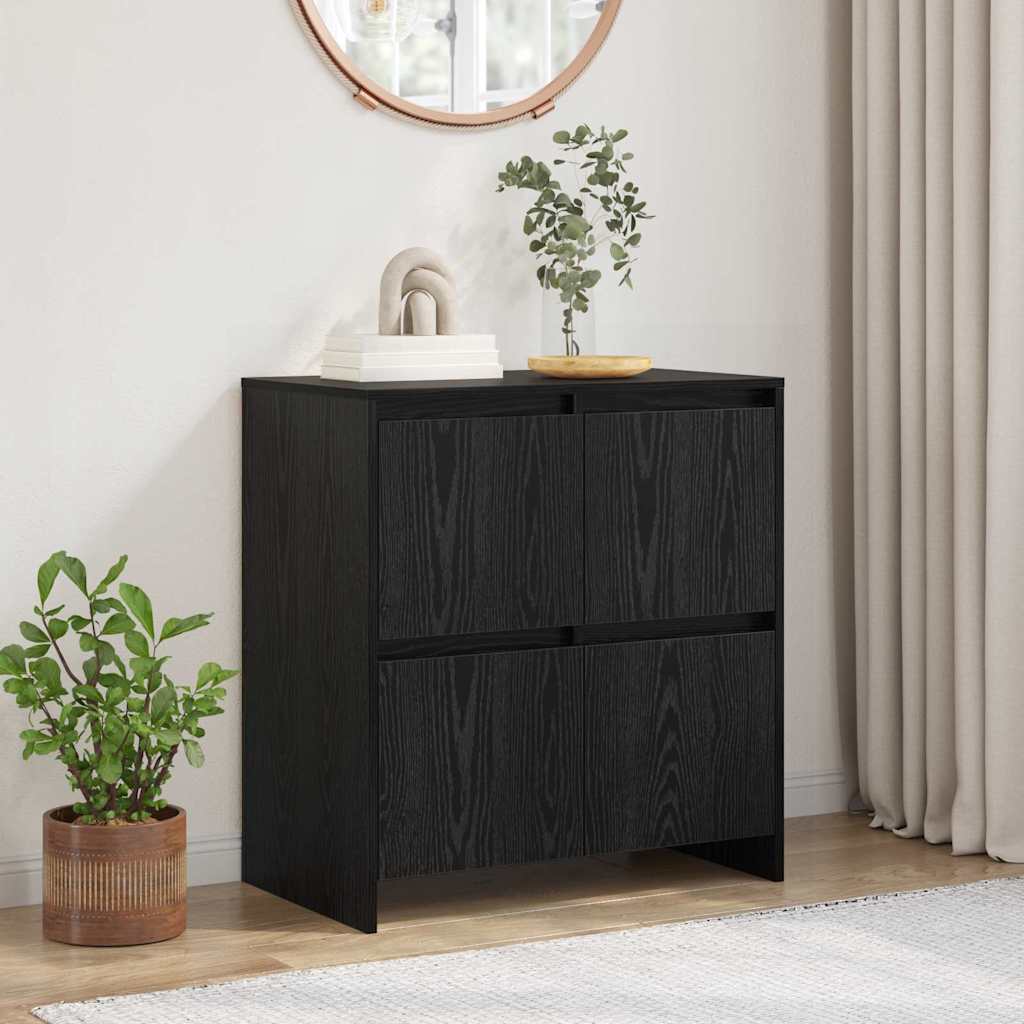Sideboard Schwarz Eichen-Optik 70 x 41 x 75 cm Holzwerkstoff