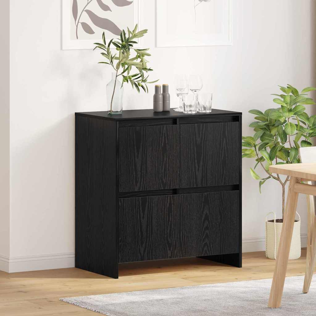 Sideboard Schwarz Eichen-Optik 70 x 41 x 75 cm Holzwerkstoff
