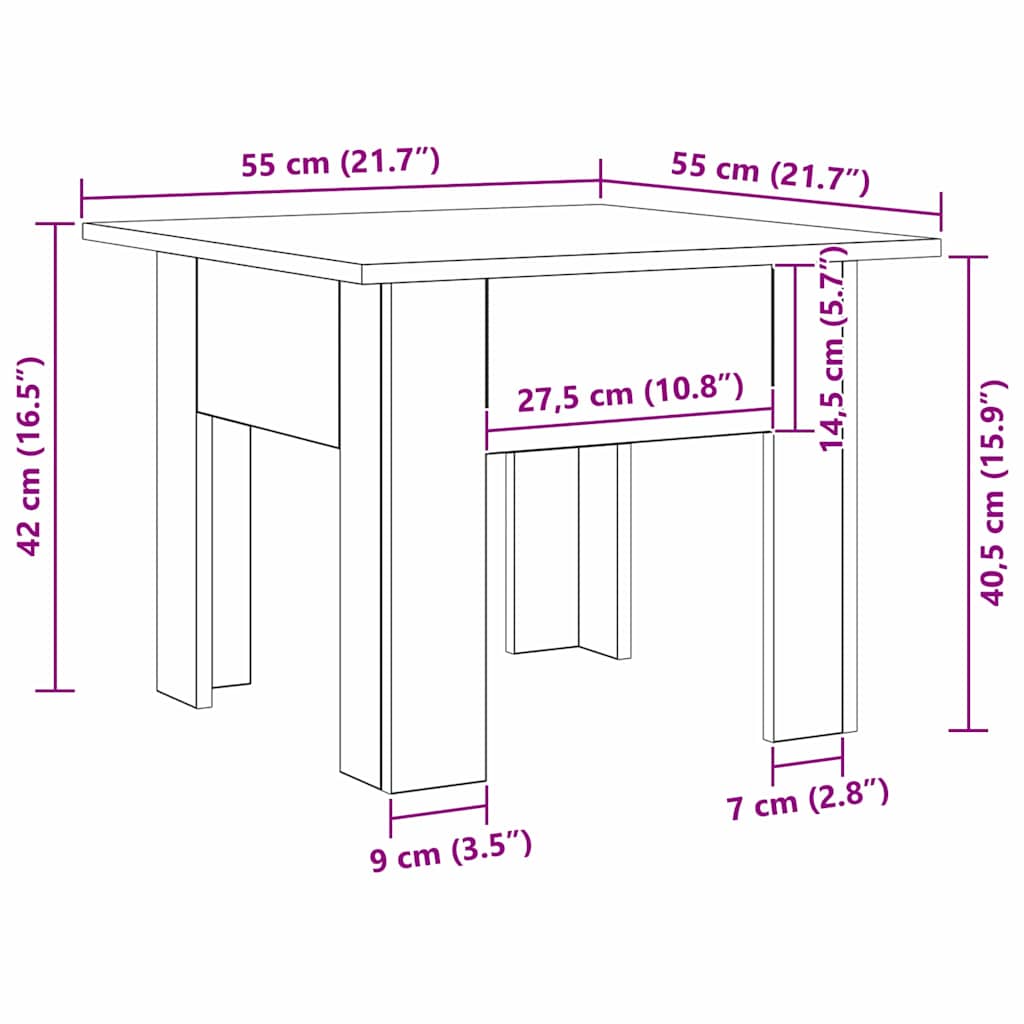 Couchtisch Schwarz Eichen-Optik Holzwerkstoff