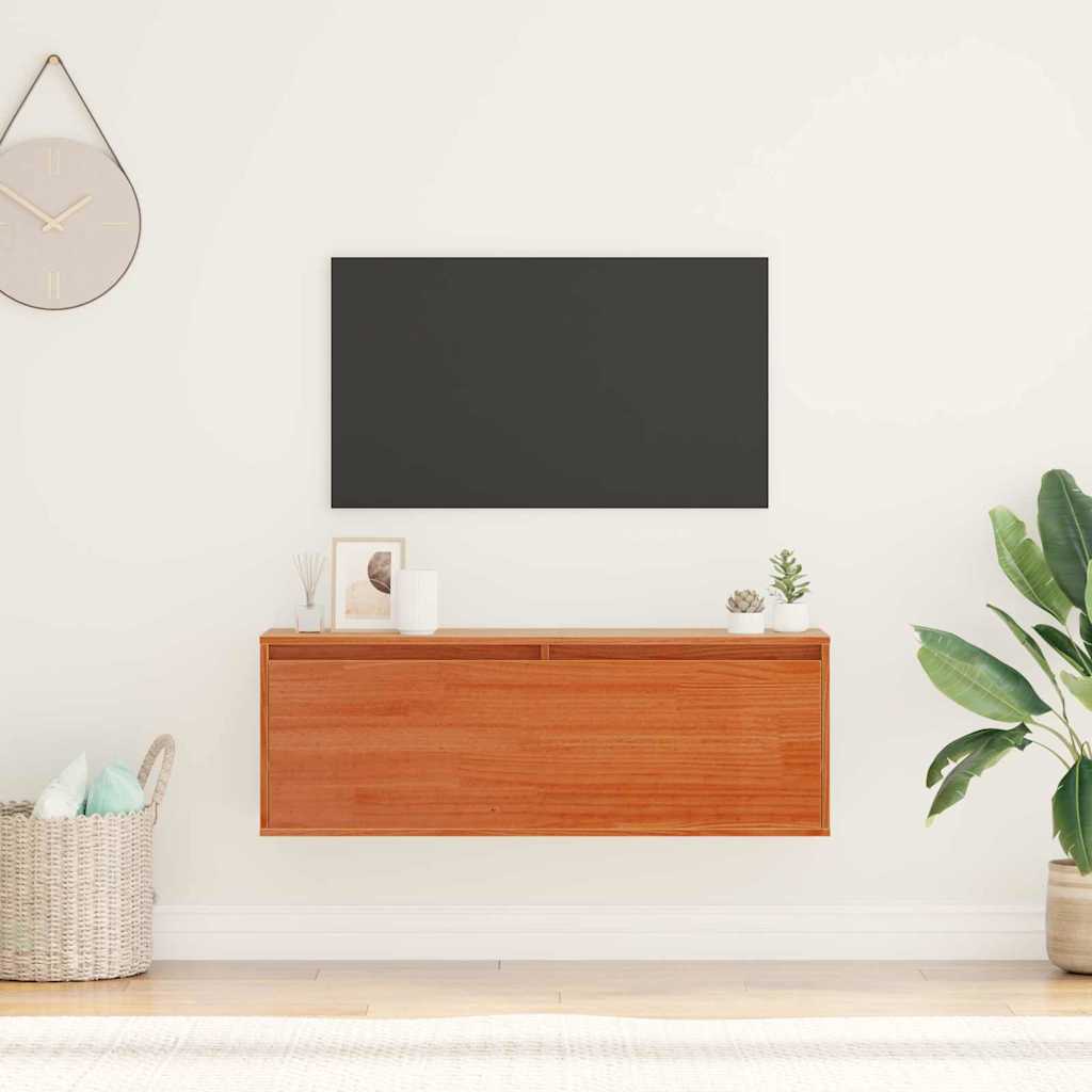 Wandschrank Wachsbraun 100 x 30 x 35 cm Massivholz Kiefer