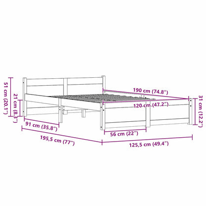 Bettrahmen Wachsbraun 205.5 x 95.5 x 51 cm Massives Kiefernholz