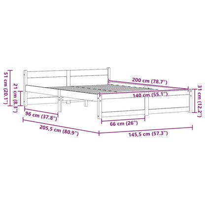 Bettrahmen Wachsbraun 205.5 x 95.5 x 51 cm Massives Kiefernholz