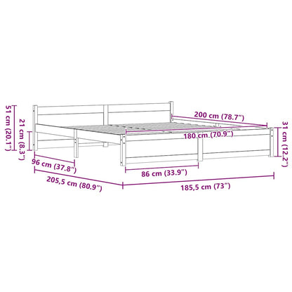 Bettrahmen Wachsbraun 205.5 x 95.5 x 51 cm Massives Kiefernholz
